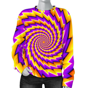 Yellow Twisted Moving Optical Illusion Women's Crewneck Sweatshirt GearFrost