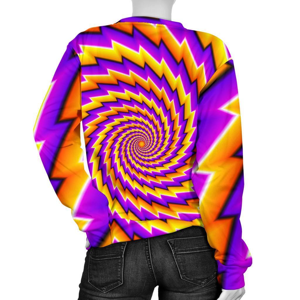 Yellow Twisted Moving Optical Illusion Women's Crewneck Sweatshirt GearFrost