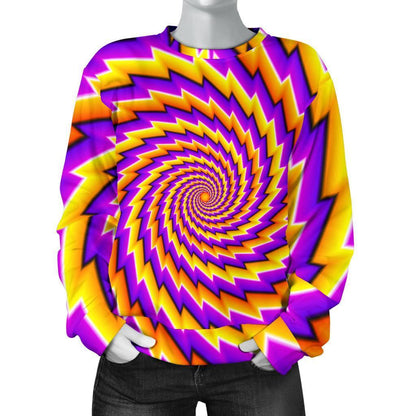 Yellow Twisted Moving Optical Illusion Women's Crewneck Sweatshirt GearFrost