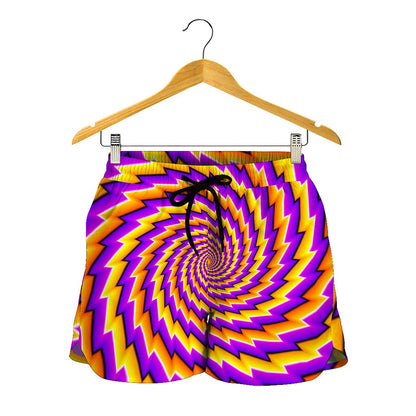 Yellow Twisted Moving Optical Illusion Women's Shorts