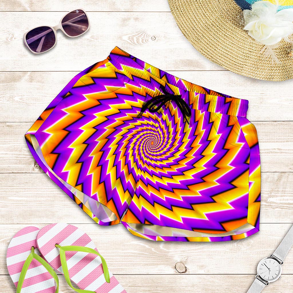 Yellow Twisted Moving Optical Illusion Women's Shorts