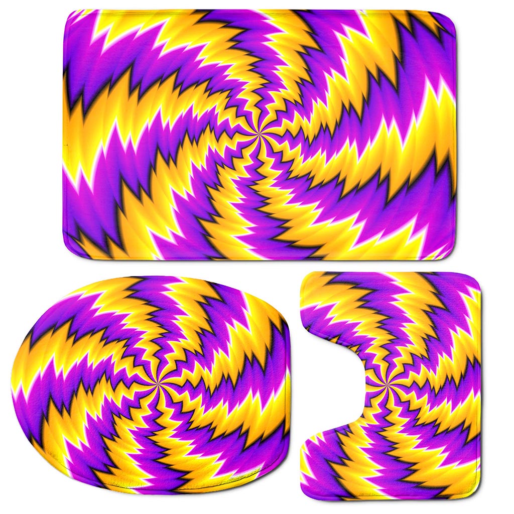 Yellow Vortex Moving Optical Illusion 3 Piece Bath Mat Set