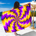 Yellow Vortex Moving Optical Illusion Beach Sarong Wrap