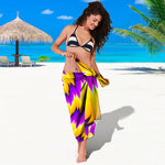 Yellow Vortex Moving Optical Illusion Beach Sarong Wrap