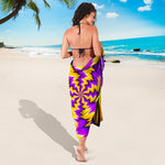 Yellow Vortex Moving Optical Illusion Beach Sarong Wrap
