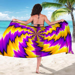 Yellow Vortex Moving Optical Illusion Beach Sarong Wrap