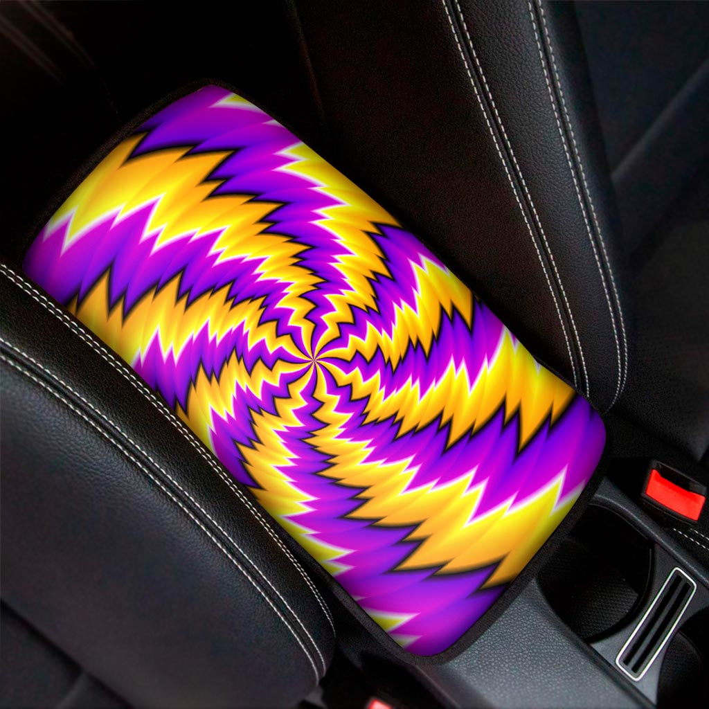Yellow Vortex Moving Optical Illusion Car Center Console Cover