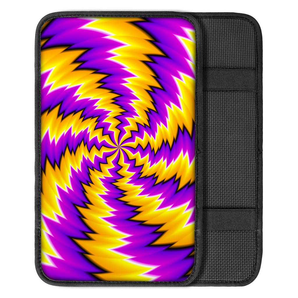 Yellow Vortex Moving Optical Illusion Car Center Console Cover