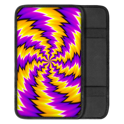 Yellow Vortex Moving Optical Illusion Car Center Console Cover