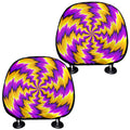 Yellow Vortex Moving Optical Illusion Car Headrest Covers