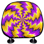Yellow Vortex Moving Optical Illusion Car Headrest Covers