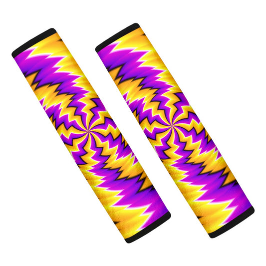 Yellow Vortex Moving Optical Illusion Car Seat Belt Covers