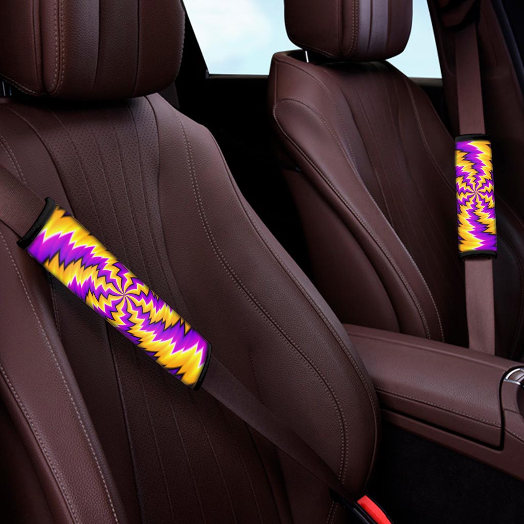 Yellow Vortex Moving Optical Illusion Car Seat Belt Covers