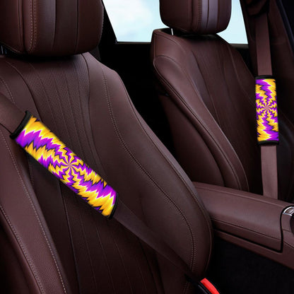 Yellow Vortex Moving Optical Illusion Car Seat Belt Covers