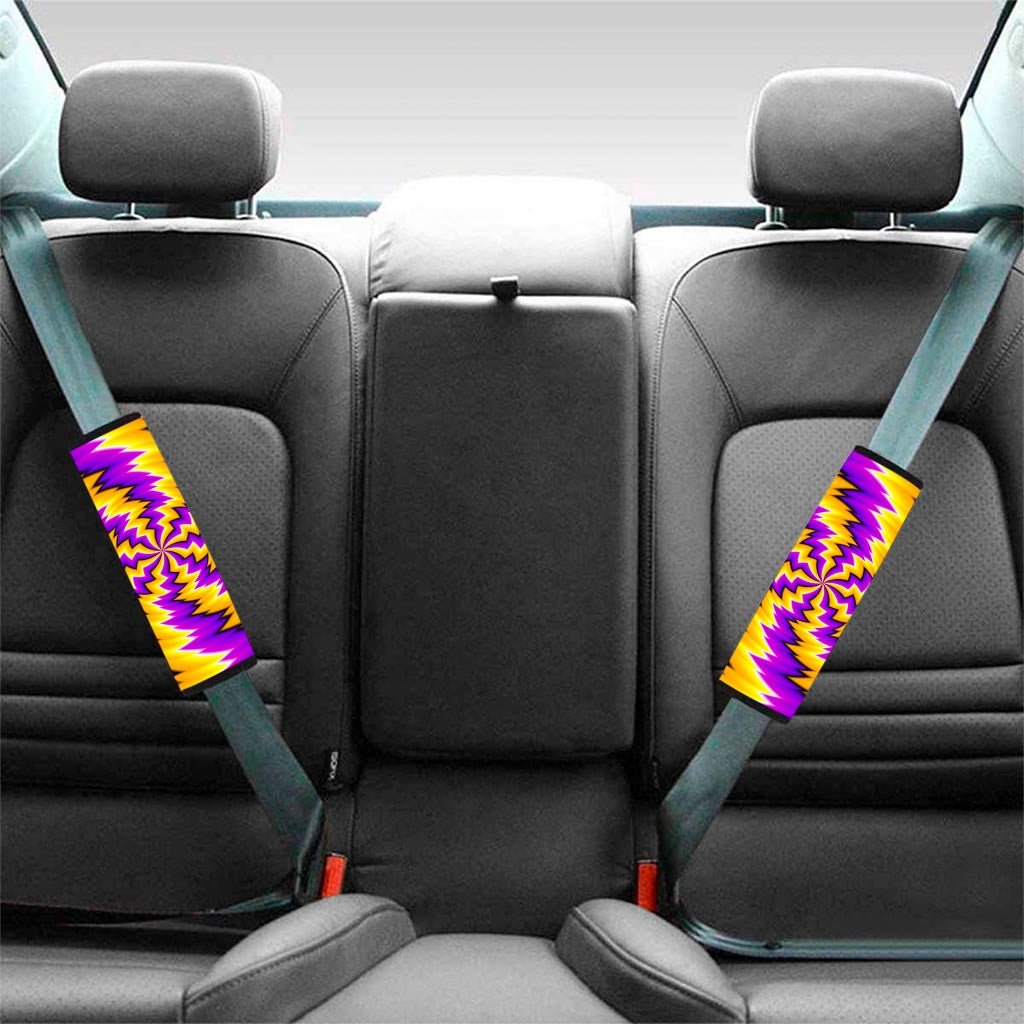 Yellow Vortex Moving Optical Illusion Car Seat Belt Covers
