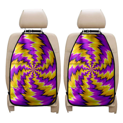 Yellow Vortex Moving Optical Illusion Car Seat Organizers