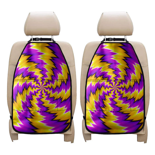 Yellow Vortex Moving Optical Illusion Car Seat Organizers