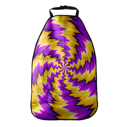 Yellow Vortex Moving Optical Illusion Car Seat Organizers