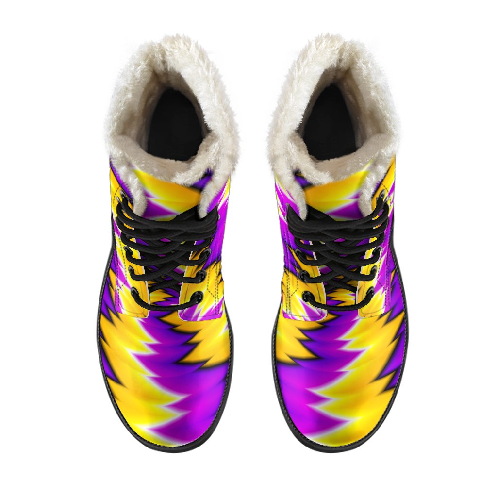 Yellow Vortex Moving Optical Illusion Comfy Boots GearFrost