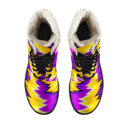 Yellow Vortex Moving Optical Illusion Comfy Boots GearFrost