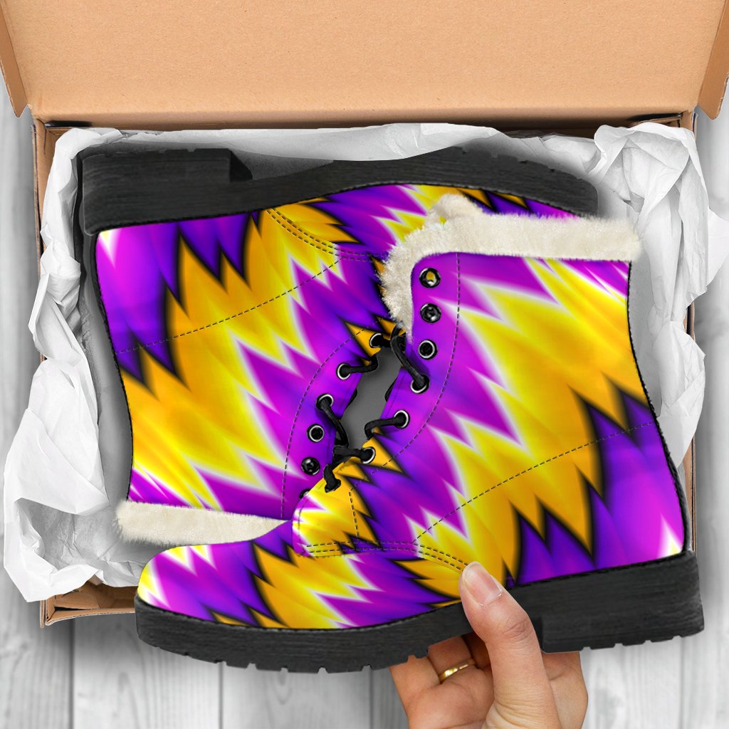 Yellow Vortex Moving Optical Illusion Comfy Boots GearFrost