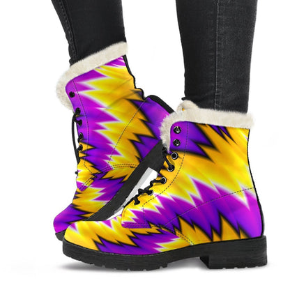 Yellow Vortex Moving Optical Illusion Comfy Boots GearFrost