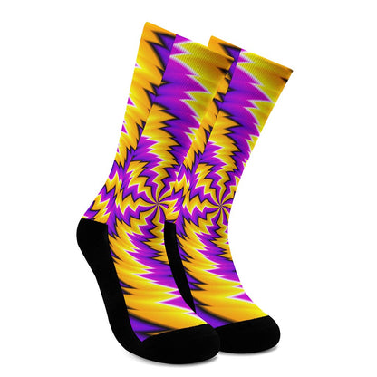 Yellow Vortex Moving Optical Illusion Crew Socks