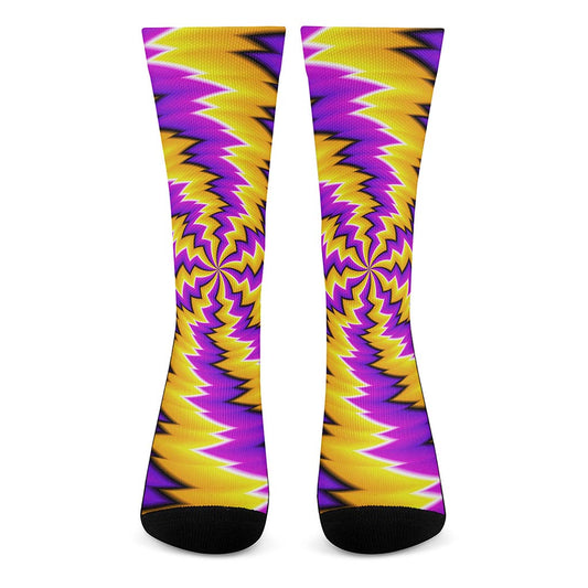 Yellow Vortex Moving Optical Illusion Crew Socks