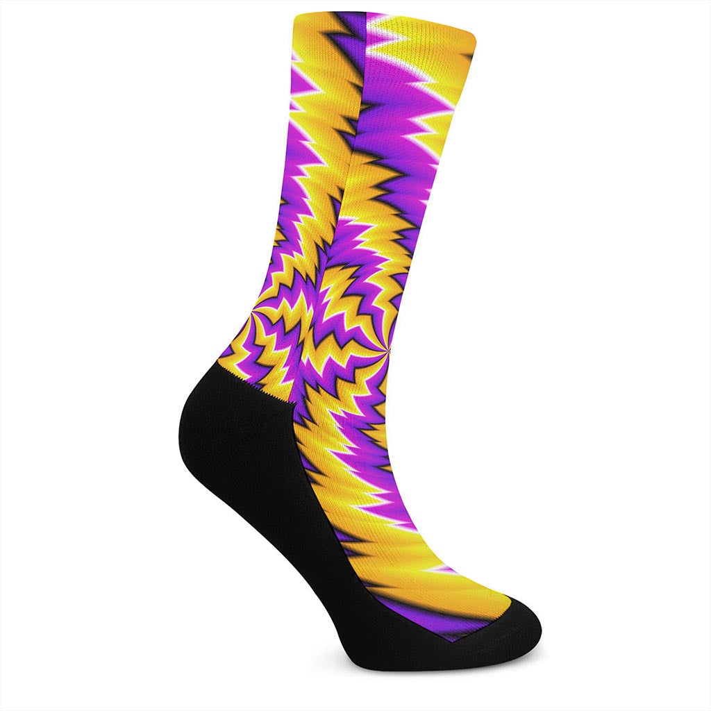 Yellow Vortex Moving Optical Illusion Crew Socks