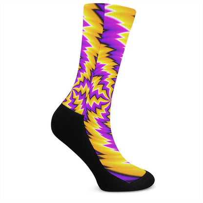 Yellow Vortex Moving Optical Illusion Crew Socks