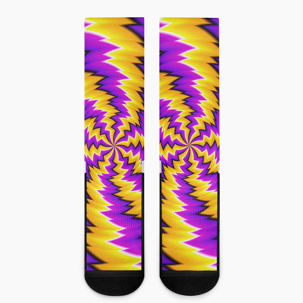 Yellow Vortex Moving Optical Illusion Crew Socks