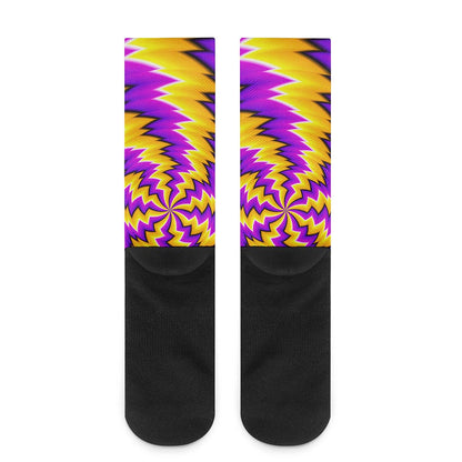 Yellow Vortex Moving Optical Illusion Crew Socks