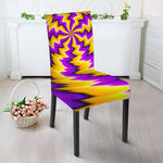 Yellow Vortex Moving Optical Illusion Dining Chair Slipcover
