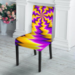 Yellow Vortex Moving Optical Illusion Dining Chair Slipcover