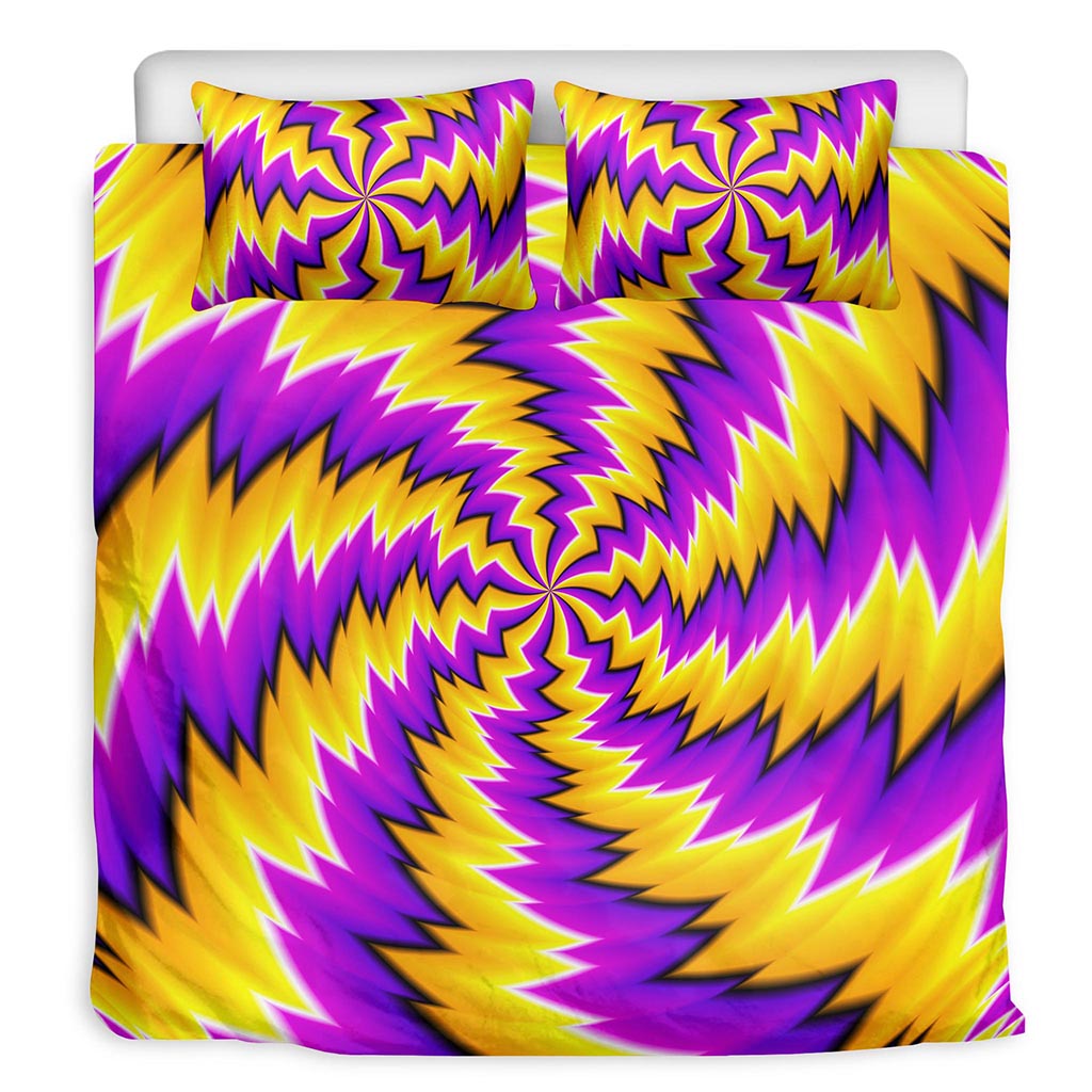 Yellow Vortex Moving Optical Illusion Duvet Cover Bedding Set