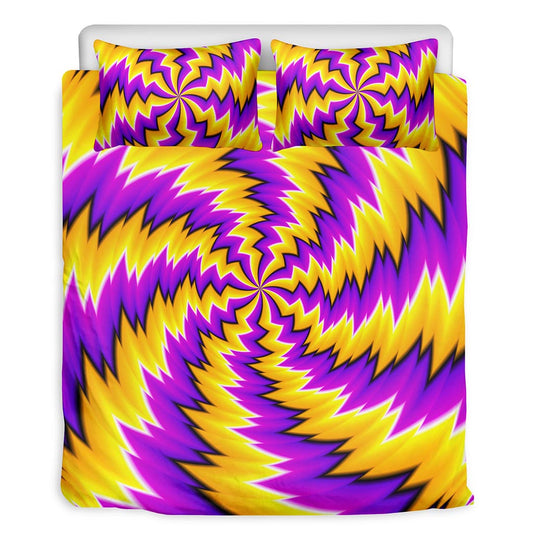 Yellow Vortex Moving Optical Illusion Duvet Cover Bedding Set