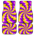 Yellow Vortex Moving Optical Illusion Front and Back Car Floor Mats