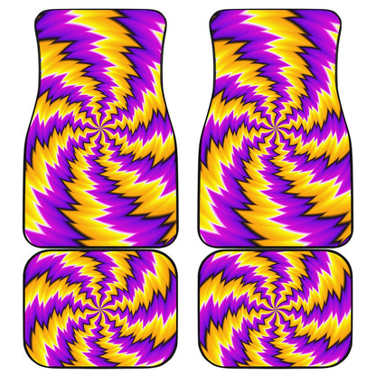 Yellow Vortex Moving Optical Illusion Front and Back Car Floor Mats