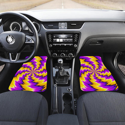 Yellow Vortex Moving Optical Illusion Front and Back Car Floor Mats