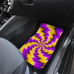 Yellow Vortex Moving Optical Illusion Front and Back Car Floor Mats