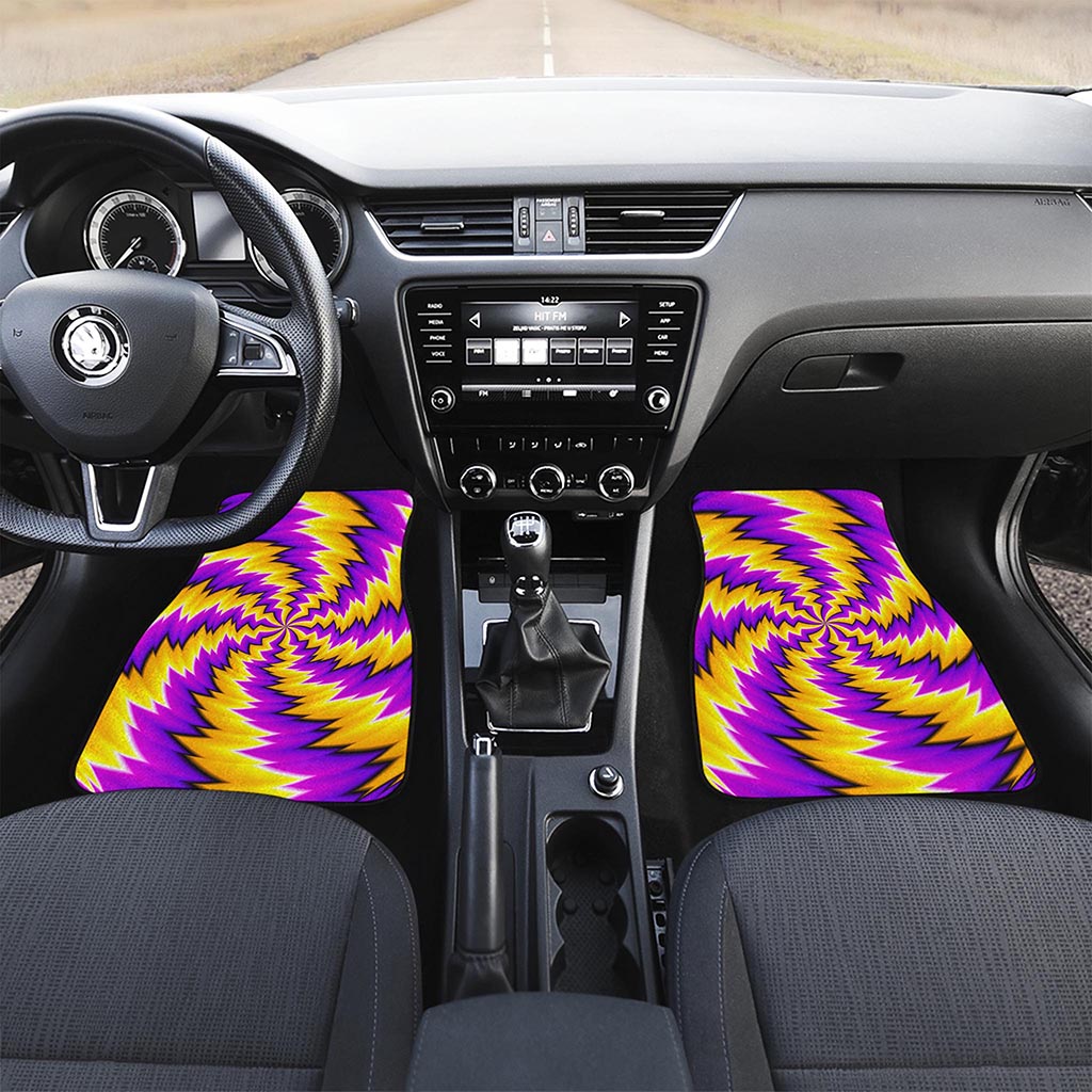 Yellow Vortex Moving Optical Illusion Front Car Floor Mats