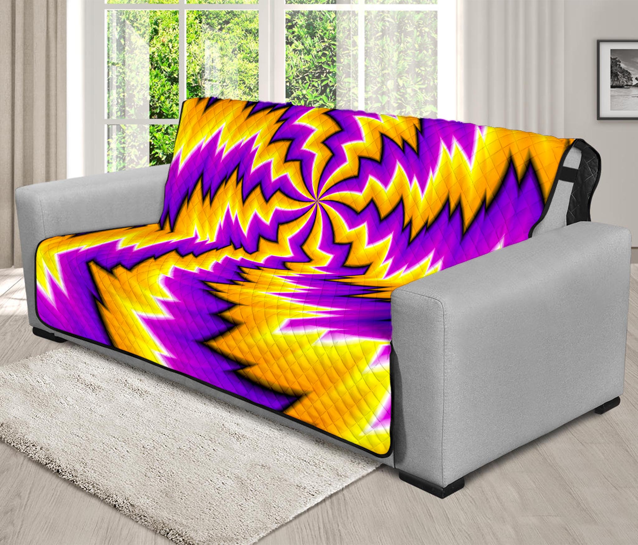 Yellow Vortex Moving Optical Illusion Futon Protector