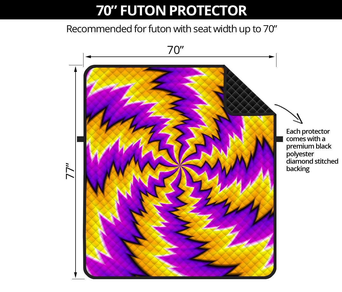 Yellow Vortex Moving Optical Illusion Futon Protector