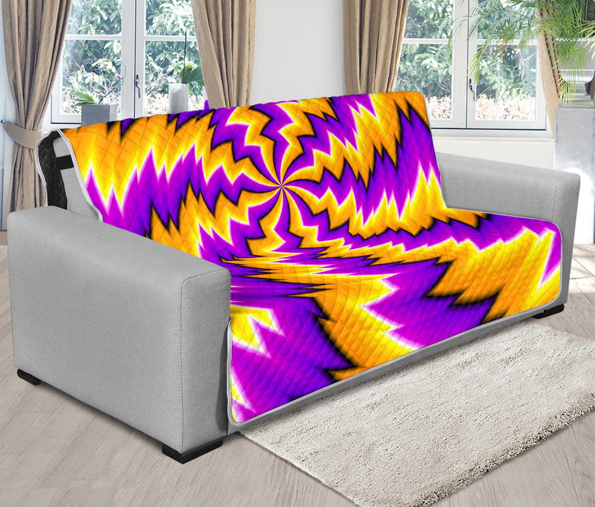 Yellow Vortex Moving Optical Illusion Futon Protector