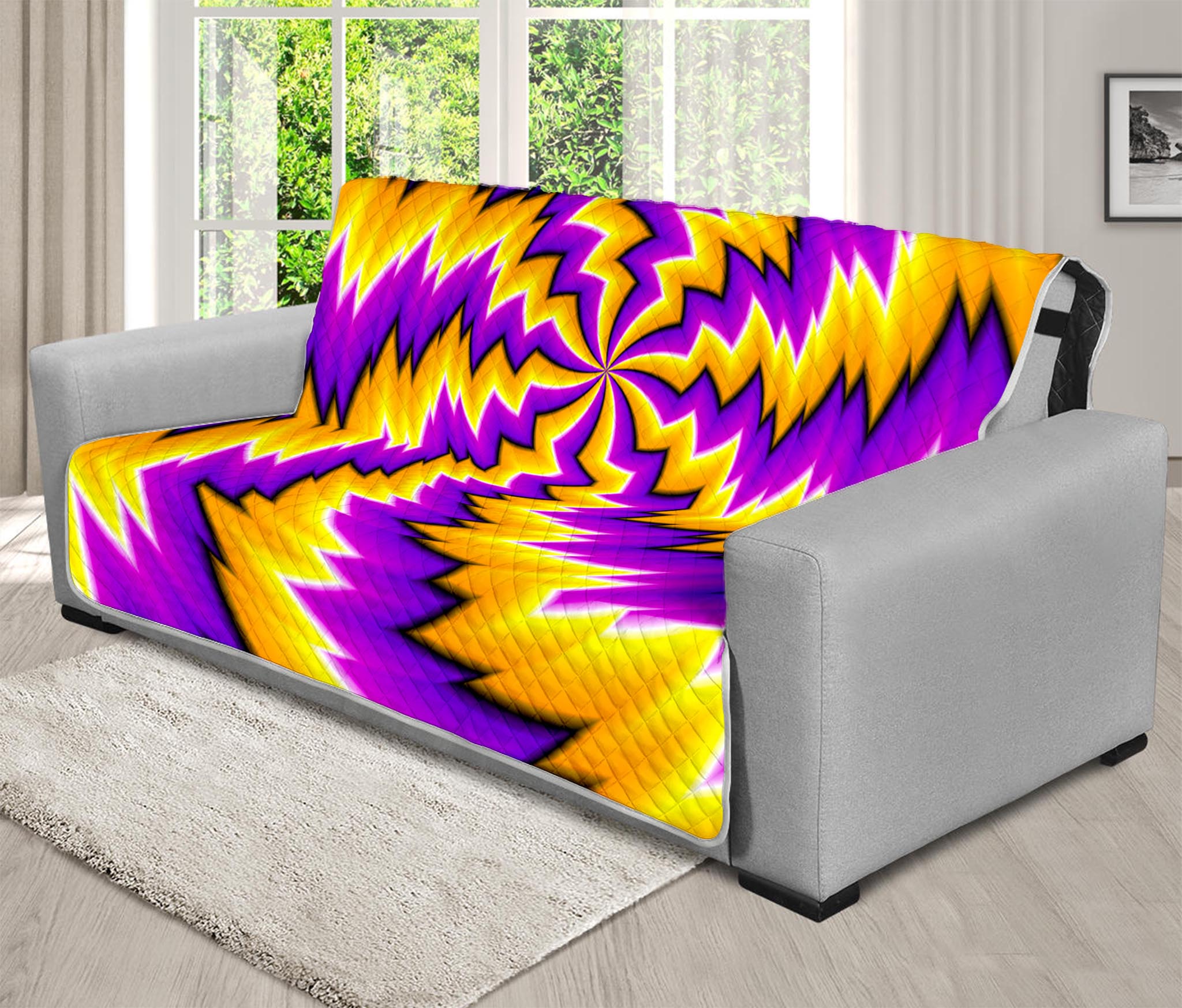 Yellow Vortex Moving Optical Illusion Futon Protector