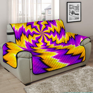 Yellow Vortex Moving Optical Illusion Half Sofa Protector