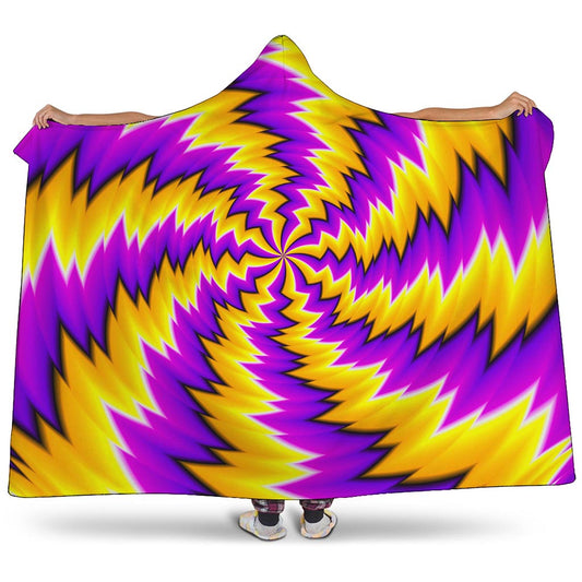 Yellow Vortex Moving Optical Illusion Hooded Blanket