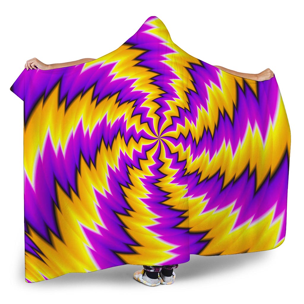 Yellow Vortex Moving Optical Illusion Hooded Blanket
