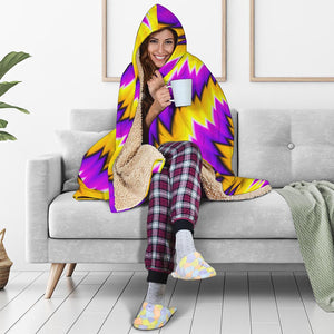 Yellow Vortex Moving Optical Illusion Hooded Blanket
