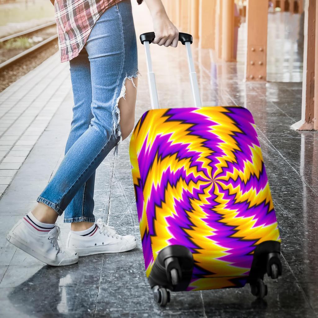 Yellow Vortex Moving Optical Illusion Luggage Cover GearFrost